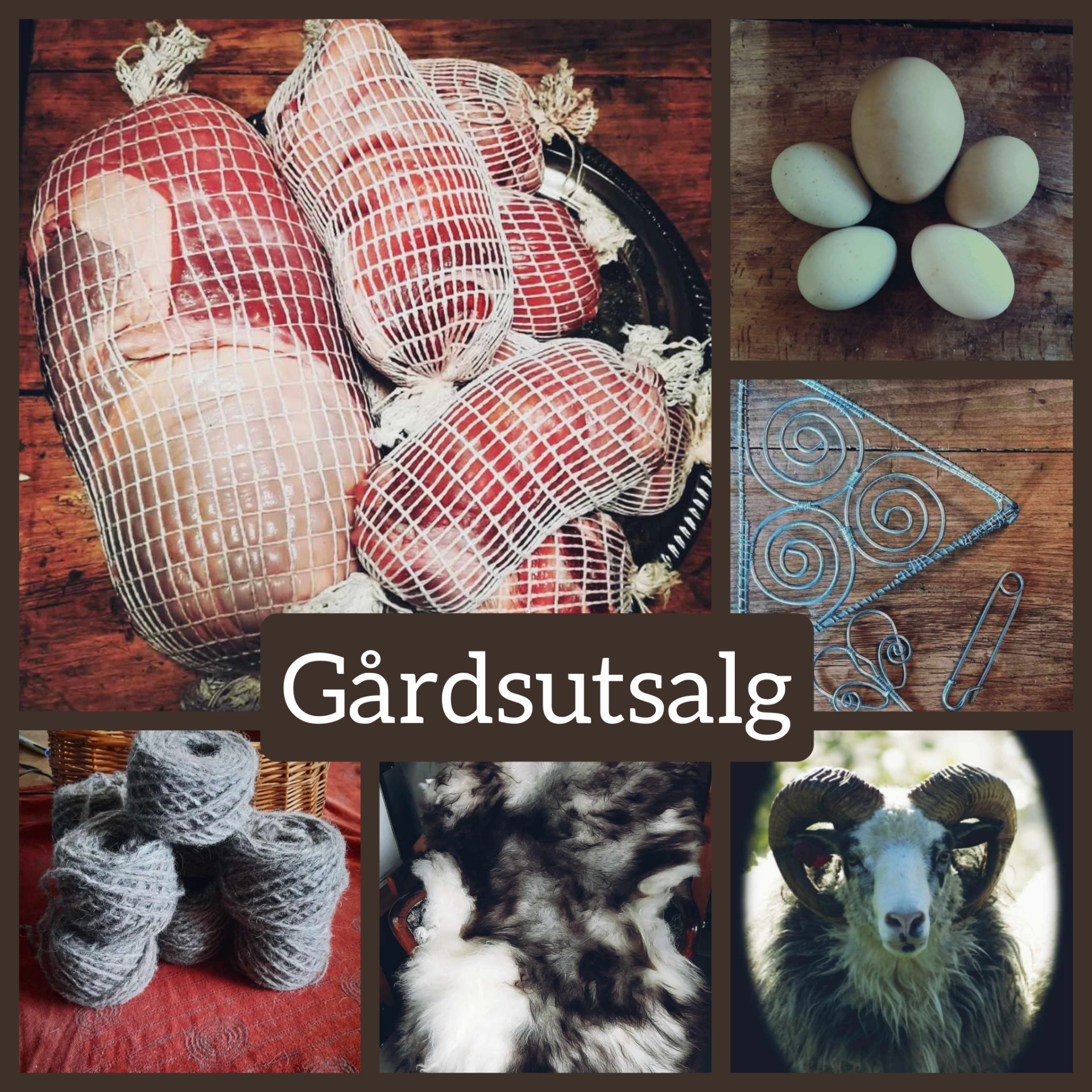 Hos oss får du kjøpt kjøtt, egg, tradisjonshåndverk, ull og garn, lammeskinn og livdyr.