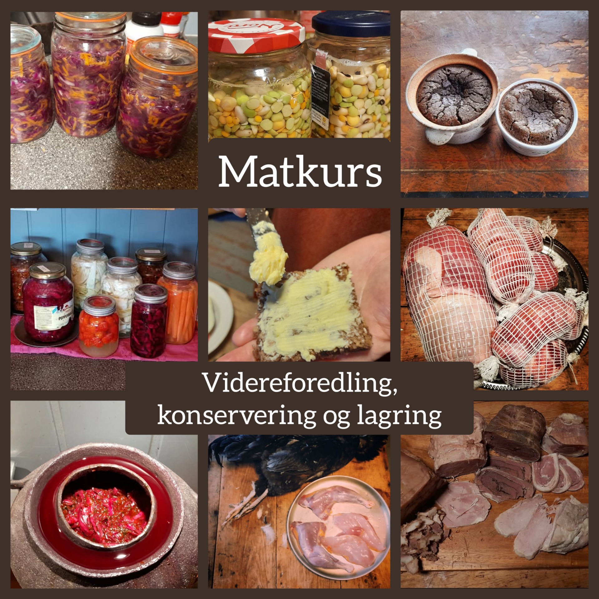 Matkurs - vi har mulighet for mange typer kurs. Videreforedling av råvarer, konservering som fermentering, trykkhermetisering, salting, tørking, safting, sylting. 